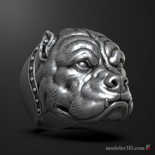 Bulldog head ring 3D print model
